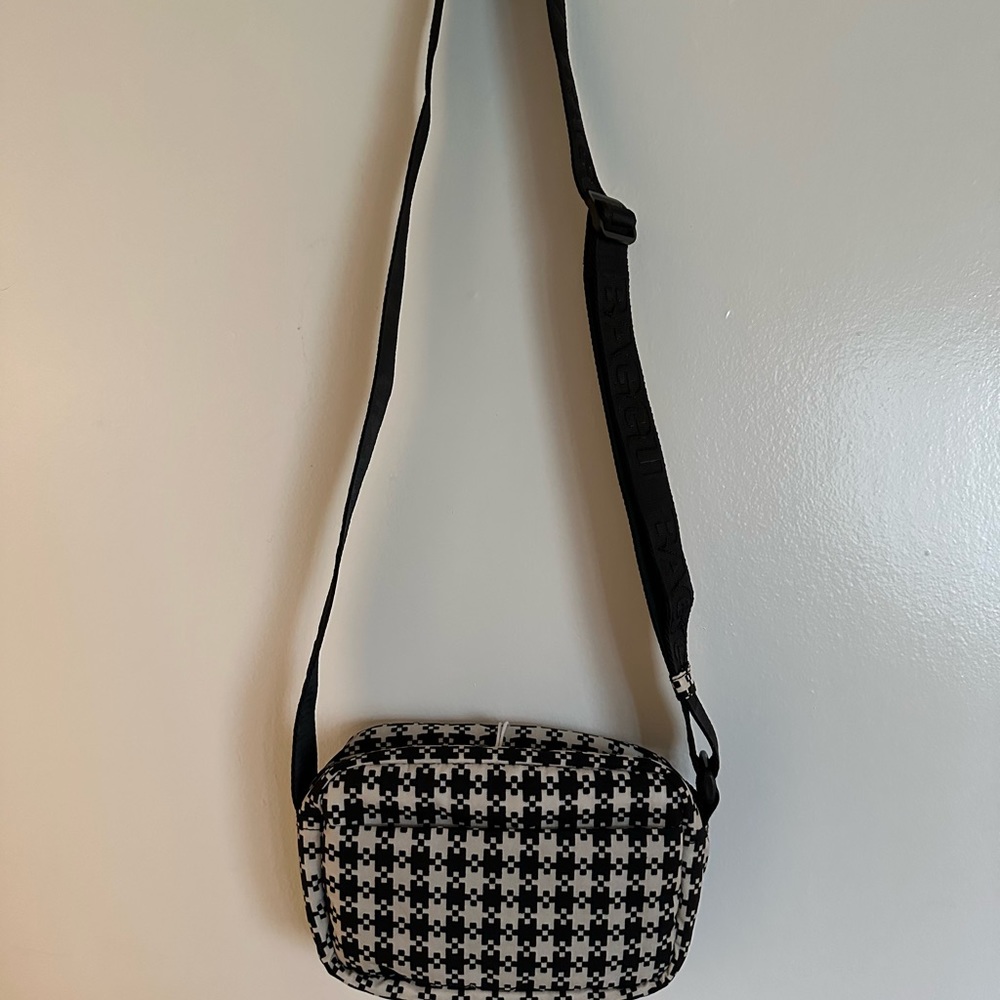 Camera cross body - Black & White Pixel Gingham